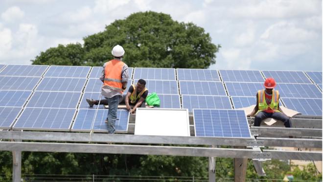solar panels on roof